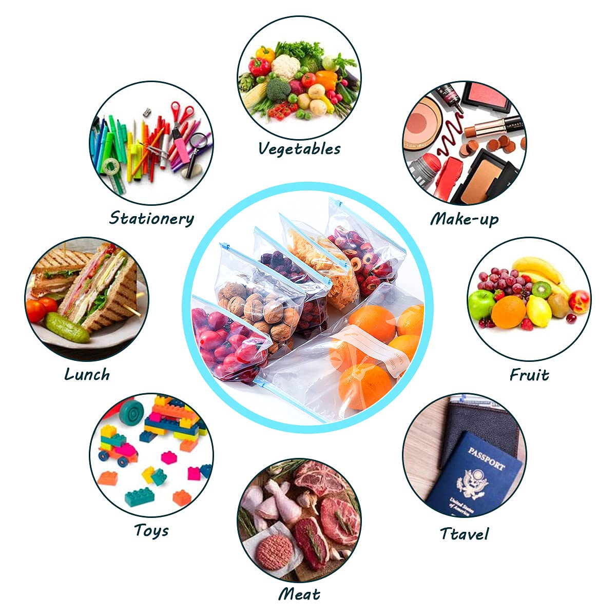 HASTHIP Storage Bag,Ziplock Bags Large Size,Reusable Sandwich Bags,30 Pcs of Food Storage Bags,Snack Bags, Freezer Bags,Bags for Lunch, Travel and Kitchen Organization. (A) HASTHIP Storage Bag,Ziplock Bags Large Size,Reusable Sandwich Bags,30 Pcs of Food Storage Bags,Snack Bags, Freezer Bags,Bags for Lunch, Travel and Kitchen Organization. (A)
